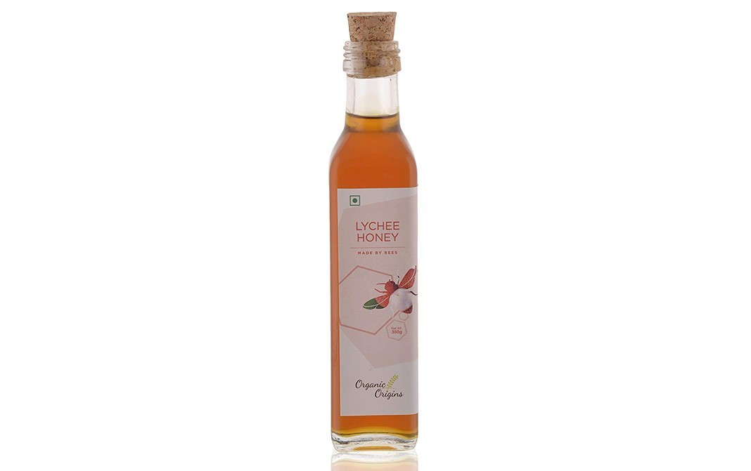 Organic Origins Lychee Honey Made By Bees   Glass Bottle  350 grams